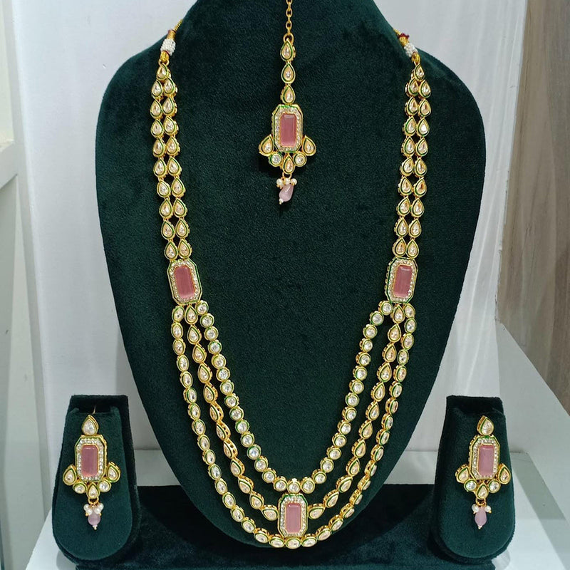 Rani Sati Jewels Gold Plated Austrian Stone Long Necklace Set