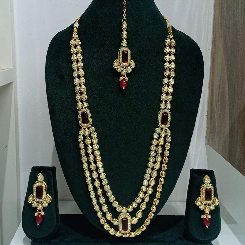 Rani Sati Jewels Gold Plated Austrian Stone Long Necklace Set