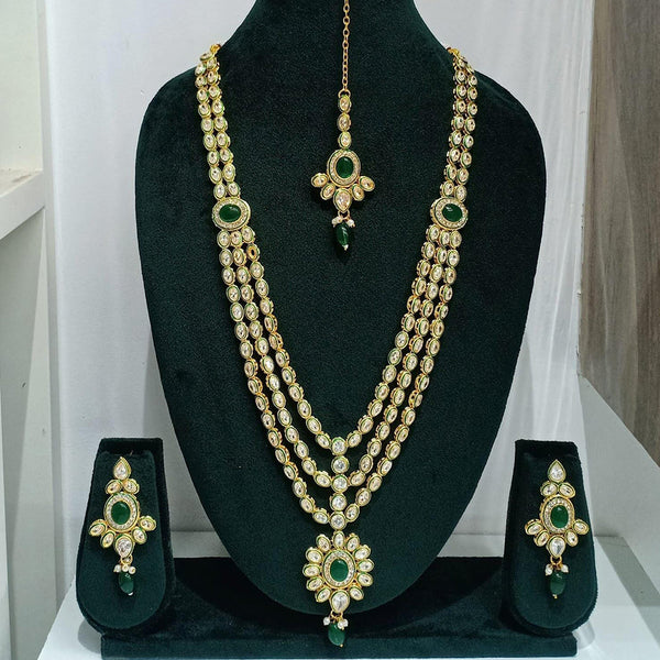 Rani Sati Jewels Gold Plated Austrian Stone Long Necklace Set