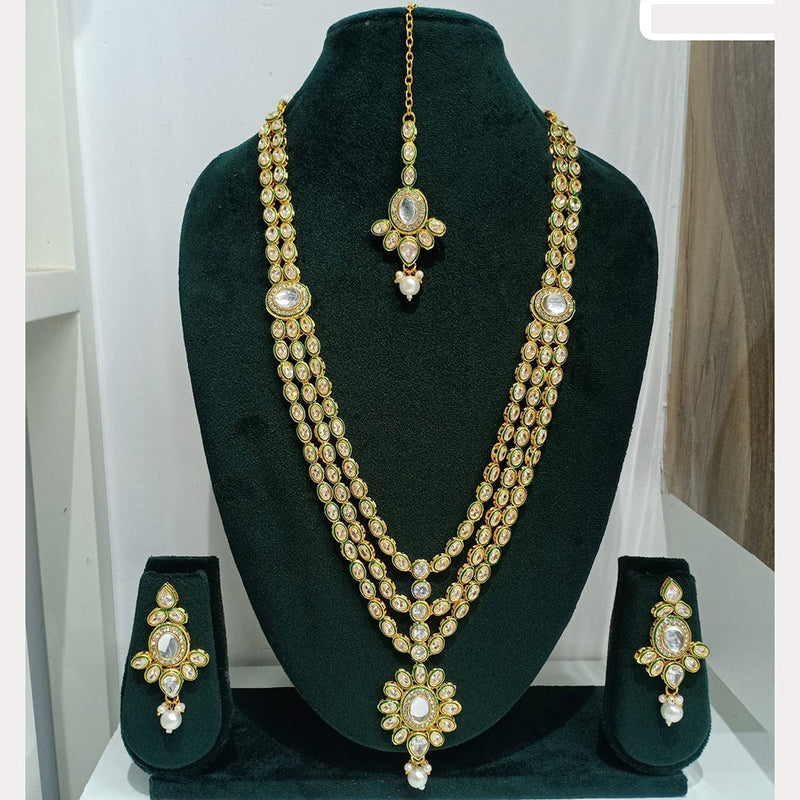 Rani Sati Jewels Gold Plated Austrian Stone Long Necklace Set