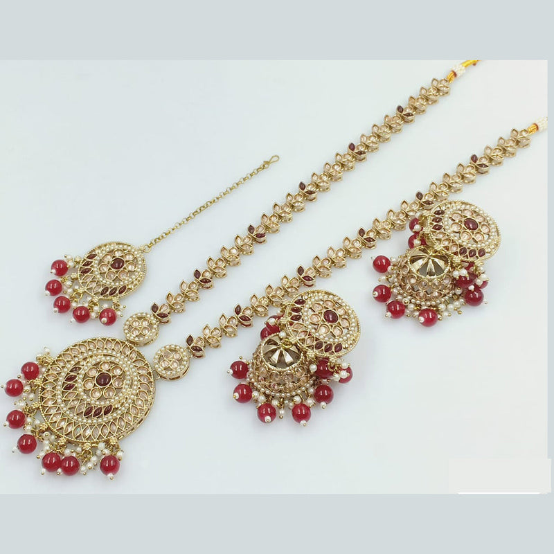 Rani Sati Jewels Gold Plated Kundan Stone And Pearls Long Necklace Set