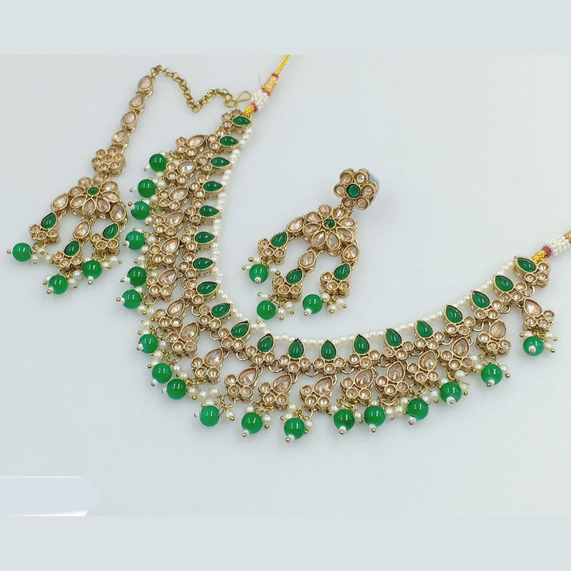 Rani Sati Jewels Gold Plated Crystal and Pearl Necklace Set