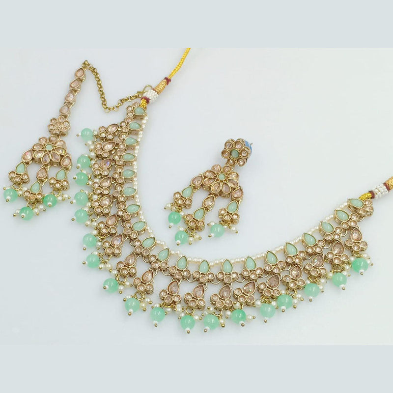 Rani Sati Jewels Gold Plated Crystal and Pearl Necklace Set