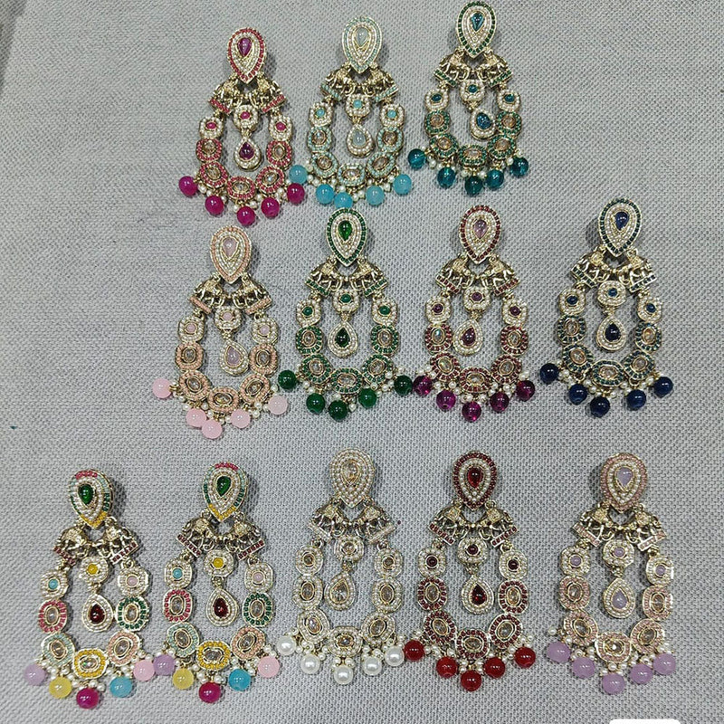 Rani Sati Jewels Gold Plated Kundan Stone And Pearls Dangler Earrings