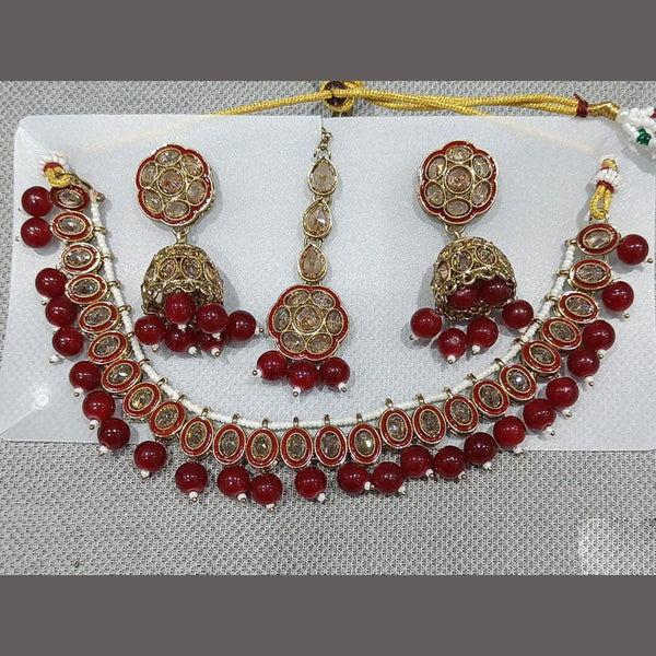 Rani Sati Jewels Gold Plated Austrian Stone And Meenakari Necklace Set