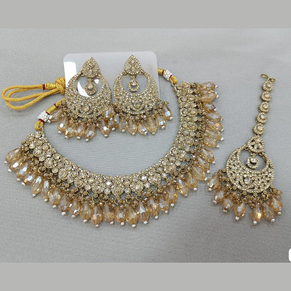 Rani Sati Jewels Gold Plated Crystal and Pearl Necklace Set