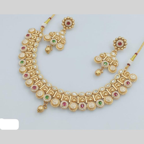 Rani Sati Jewels Gold Plated Kundan Stone And Meenakari Necklace Set