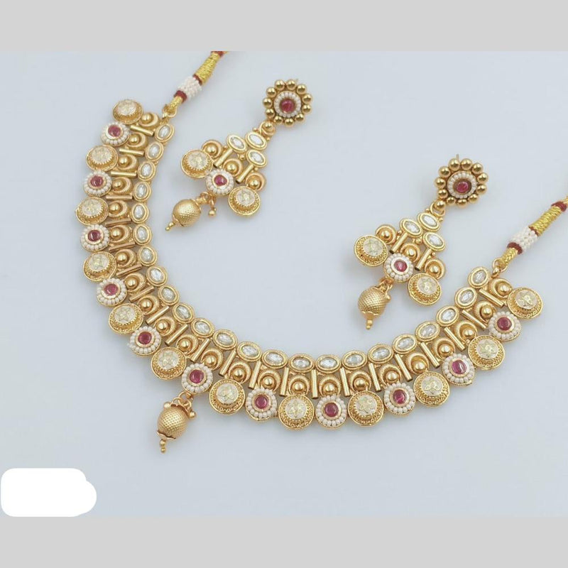 Rani Sati Jewels Gold Plated Kundan Stone And Meenakari Necklace Set