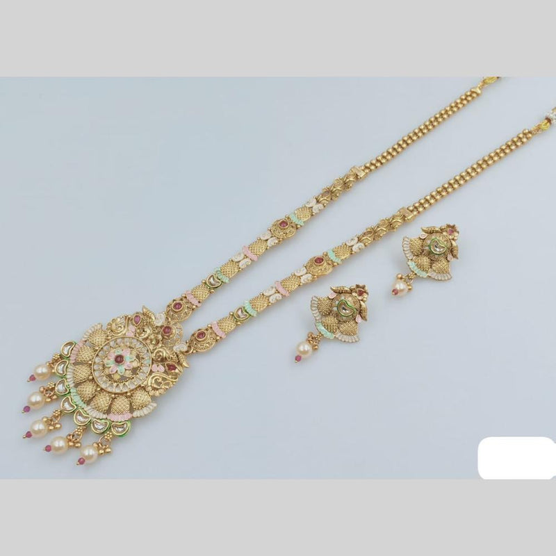 Rani Sati Jewels Gold Plated Kundan Stone And Meenakari Long Necklace Set