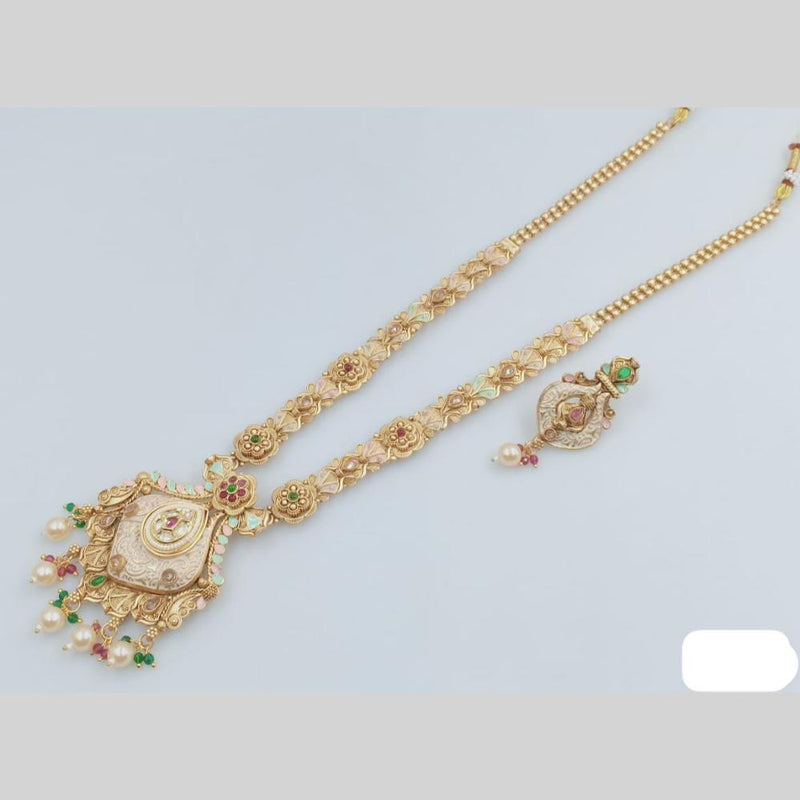 Rani Sati Jewels Gold Plated Kundan Stone And Meenakari Long Necklace Set