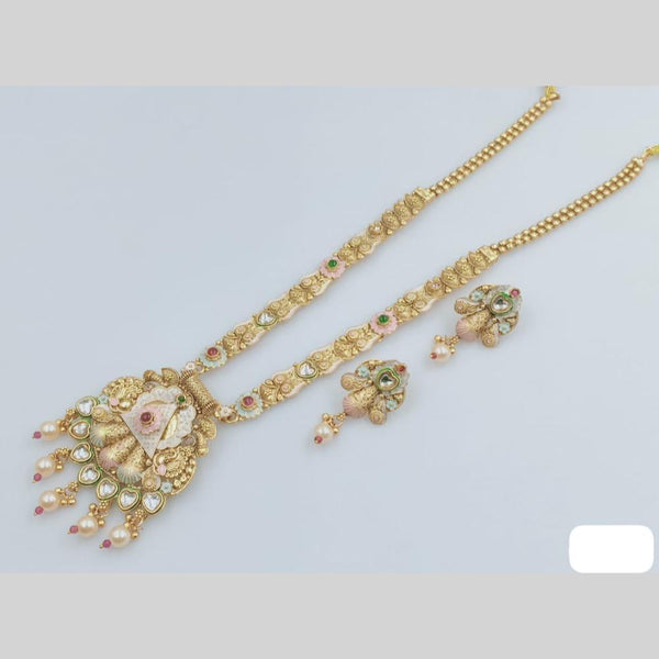 Rani Sati Jewels Gold Plated Kundan Stone And Meenakari Long Necklace Set