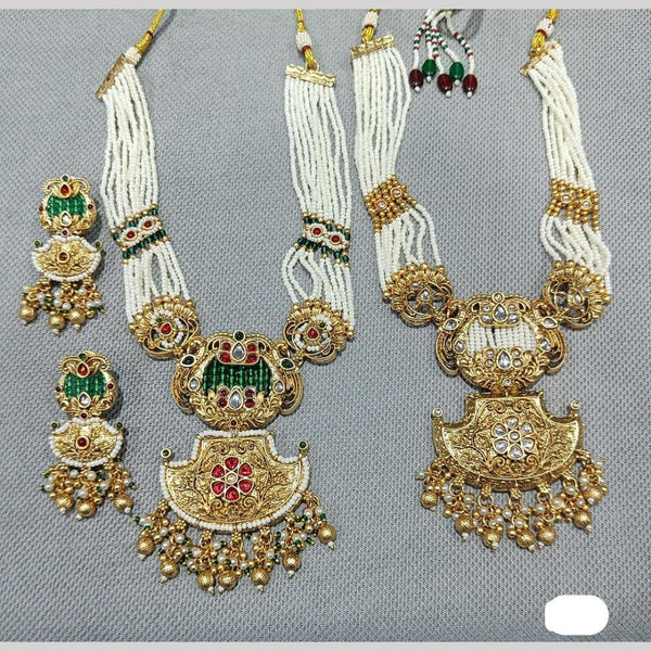 Rani Sati Jewels Gold Plated Kundan Stone And Pearl Necklace Set