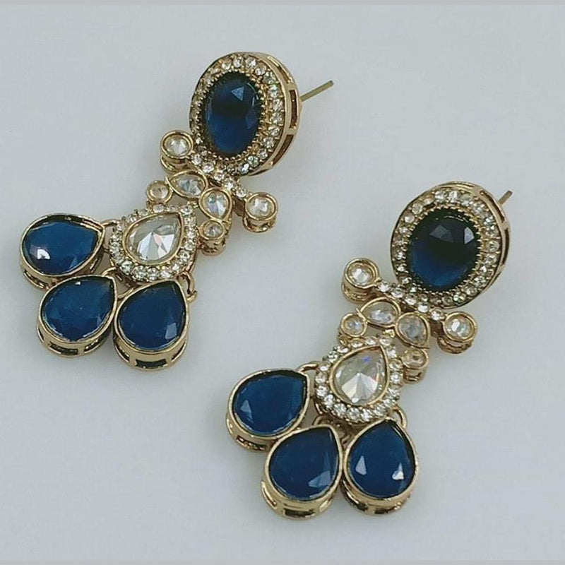 Rani Sati Jewels Gold Plated Crystal Stone Dangler Earrings