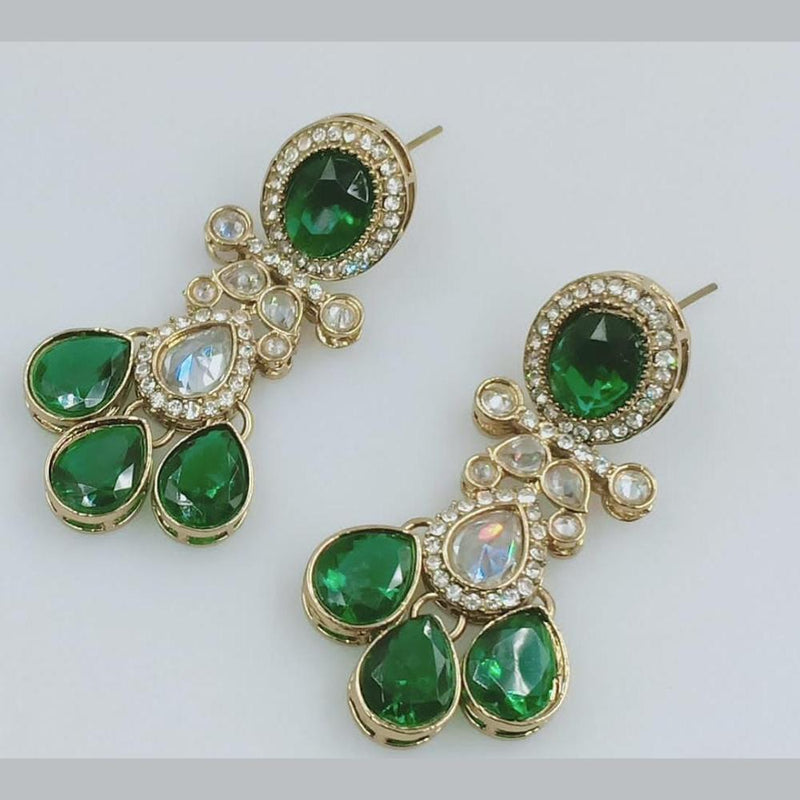 Rani Sati Jewels Gold Plated Crystal Stone Dangler Earrings