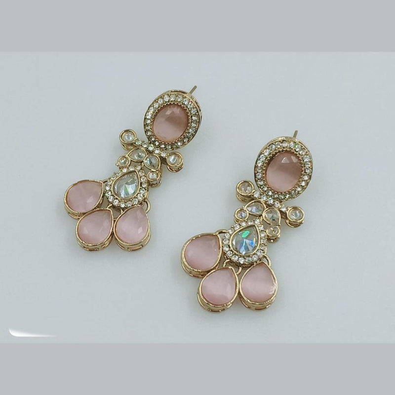 Rani Sati Jewels Gold Plated Crystal Stone Dangler Earrings