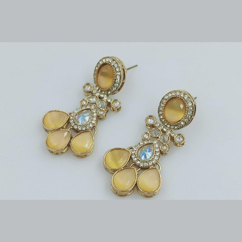 Rani Sati Jewels Gold Plated Crystal Stone Dangler Earrings