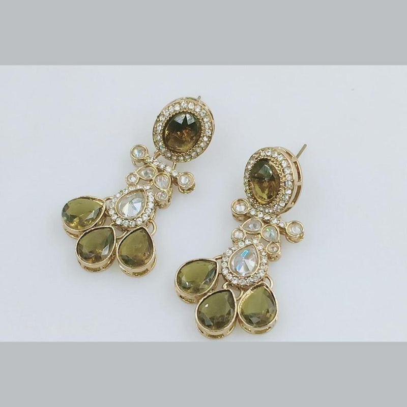 Rani Sati Jewels Gold Plated Crystal Stone Dangler Earrings