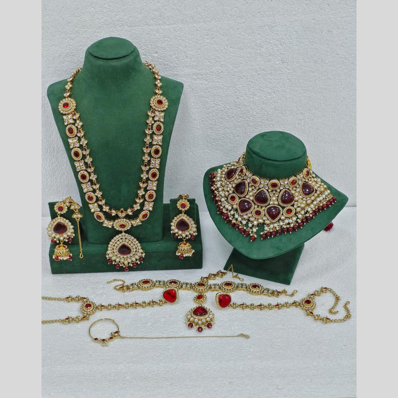 Rani Sati Jewels Gold Plated Polki Kundan Stone Bridal Set