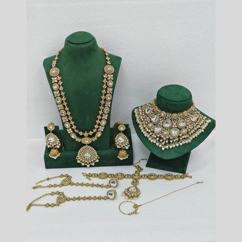 Rani Sati Jewels Gold Plated Polki Kundan Stone Bridal Set