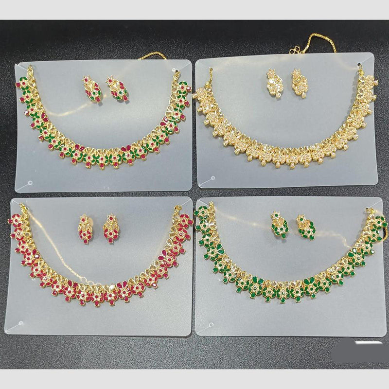 Rani Sati Jewels Gold Plated Austrian Stone Necklace Set