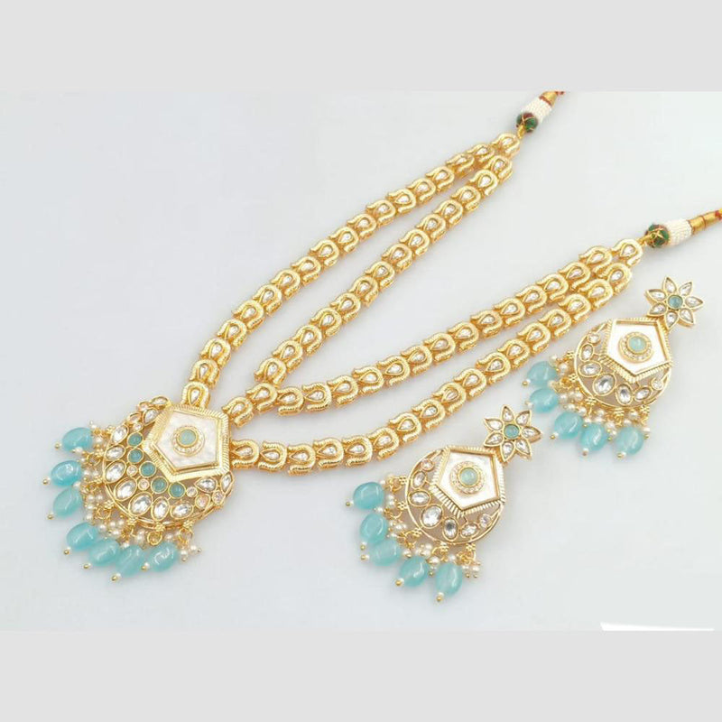 Rani Sati Jewels Gold Plated Kundan Stone And Pearl Long Necklace Set