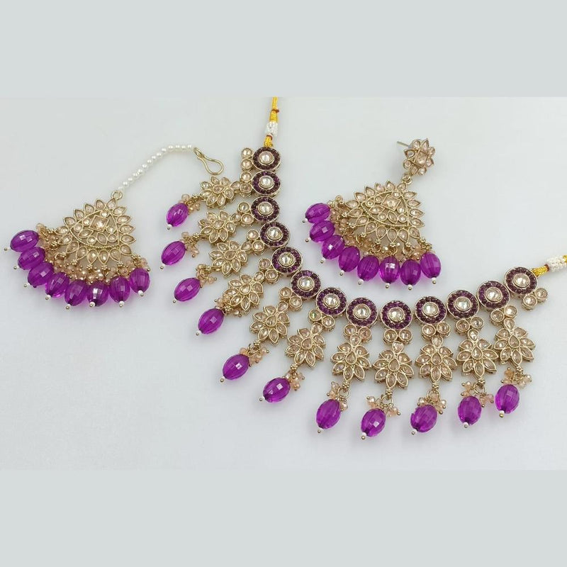 Rani Sati Jewels Gold Plated Crystal Stone And Beads Necklace Set