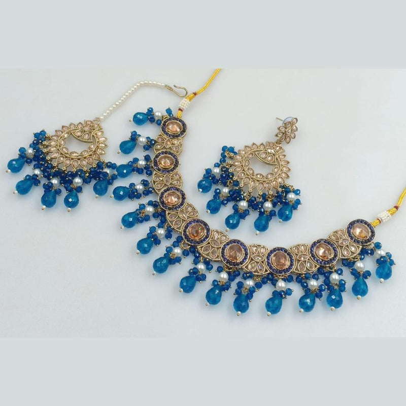 Rani Sati Jewels Gold Plated Crystal Stone And Beads Necklace Set