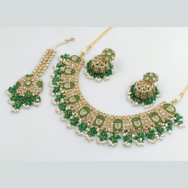 Rani Sati Jewels Gold Plated Kundan Stone And Pearls Necklace Set