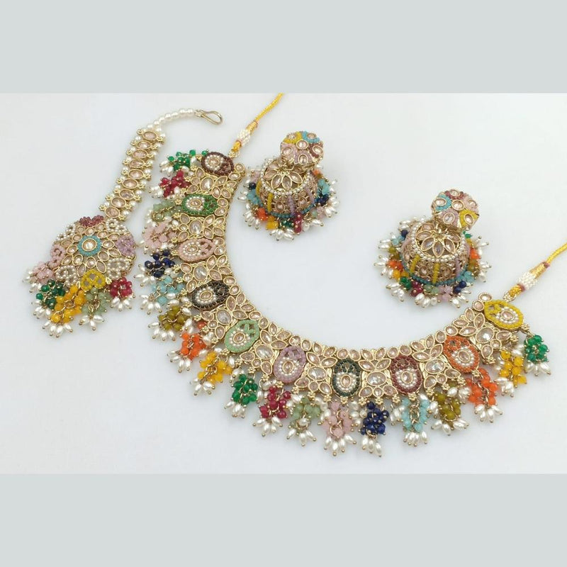 Rani Sati Jewels Gold Plated Kundan Stone And Pearls Necklace Set