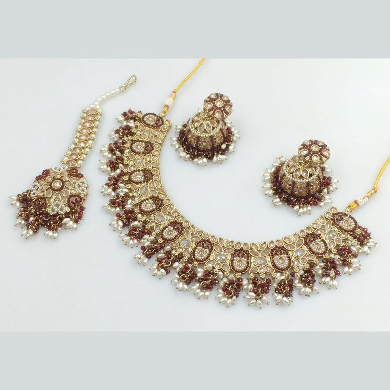 Rani Sati Jewels Gold Plated Kundan Stone And Pearls Necklace Set