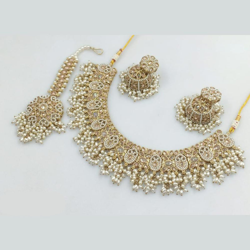 Rani Sati Jewels Gold Plated Kundan Stone And Pearls Necklace Set