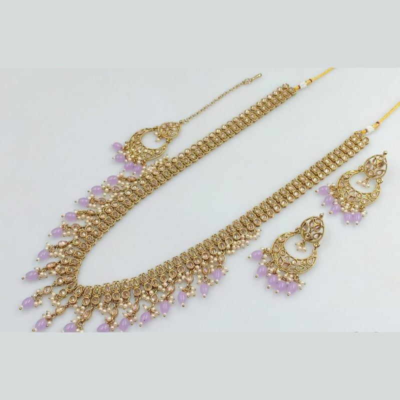 Rani Sati Jewels Gold Plated Kundan Stone And Pearls Long Necklace Set