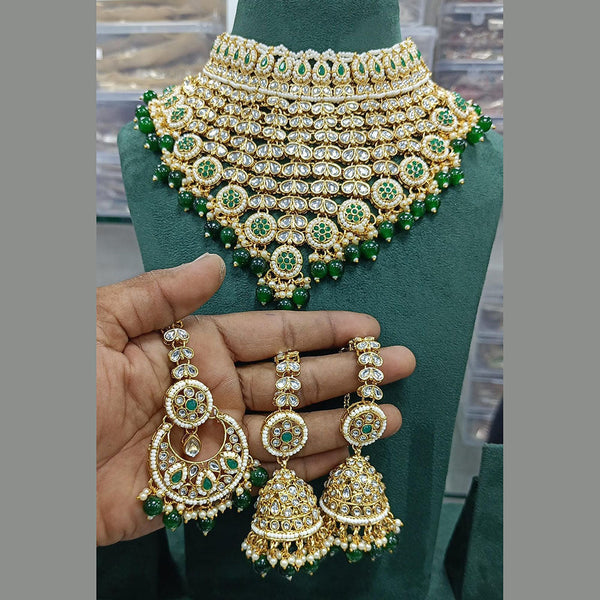 Rani Sati Jewels Gold Plated Kundan Stone And Pearls Necklace Set