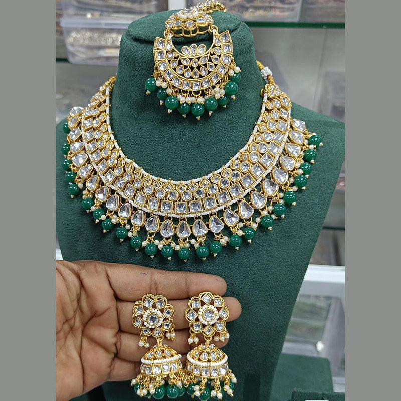 Rani Sati Jewels Gold Plated Kundan Stone And Pearls Necklace Set