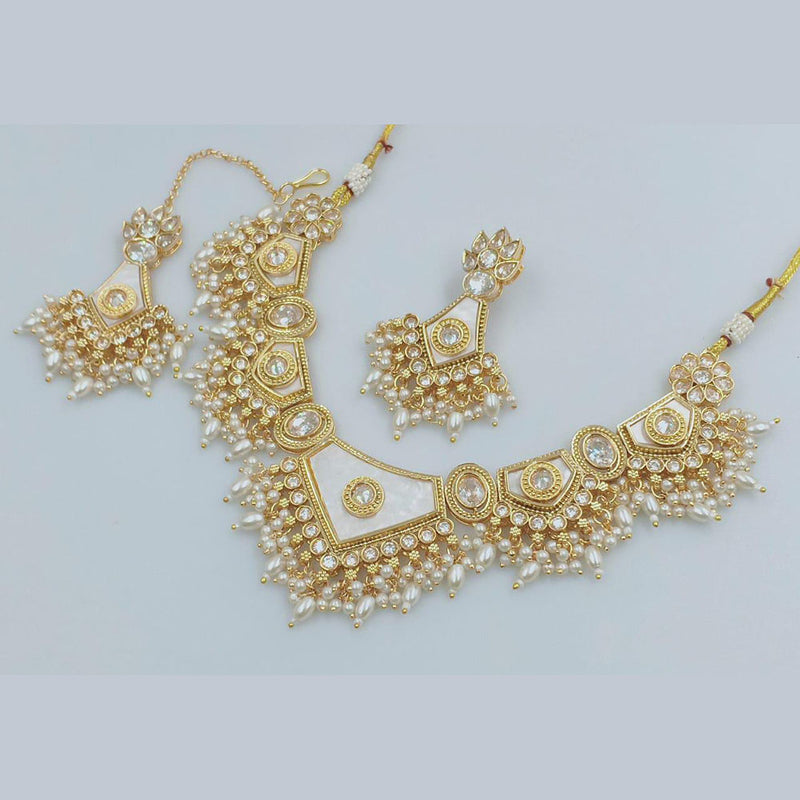 Rani Sati Jewels Gold Plated Pearls And Beads Necklace Set