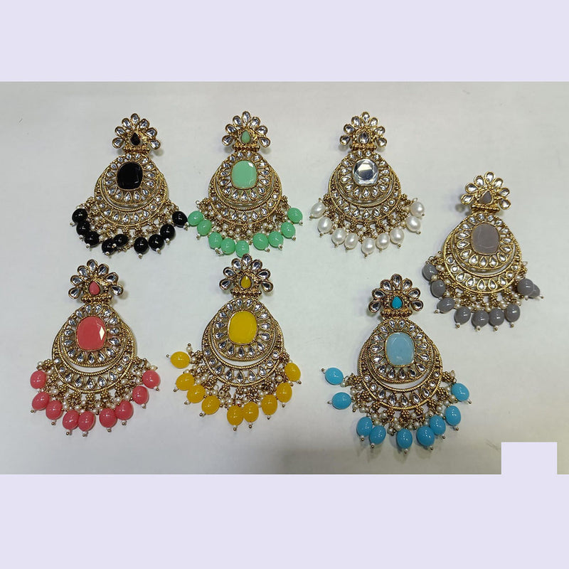 Rani Sati Jewels Gold Plated Kundan Stone And Beads Dangler Earrings