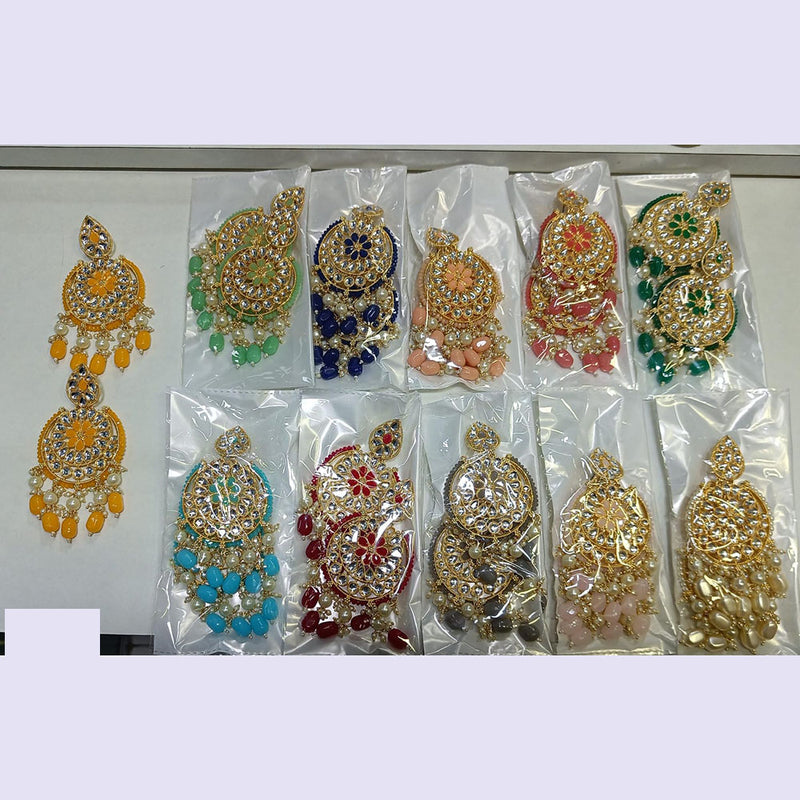 Rani Sati Jewels Gold Plated Kundan Stone And Beads Dangler Earrings