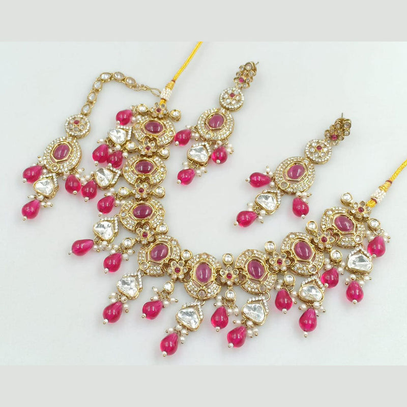 Rani Sati Jewels Gold Plated Crystal Stone And Beads Necklace Set