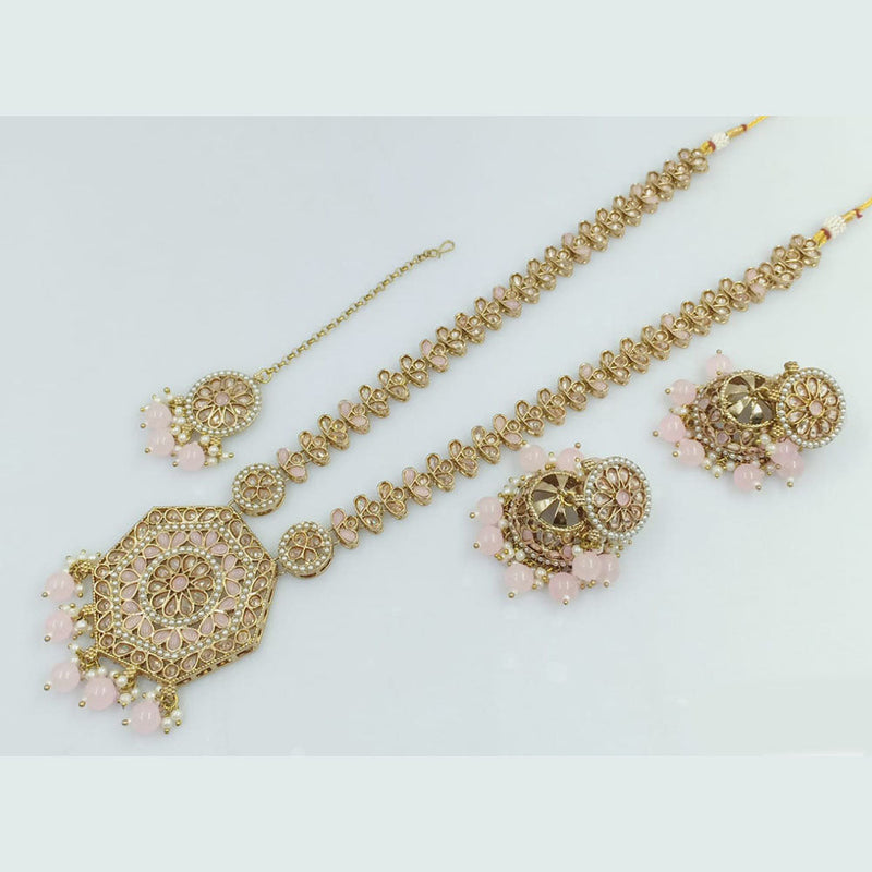 Rani Sati Jewels Gold Plated Crystal Stone And Beads Long Necklace Set