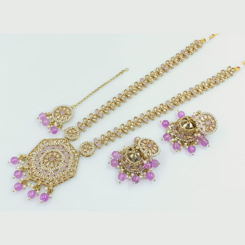 Rani Sati Jewels Gold Plated Crystal Stone And Beads Long Necklace Set