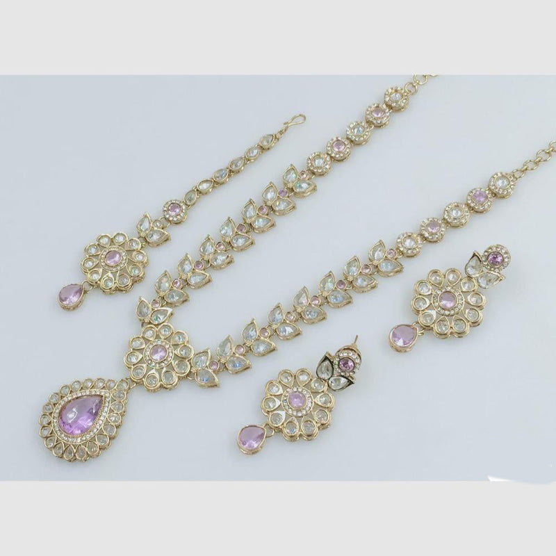 Rani Sati Jewels Gold Plated Crystal Stone Necklace Set