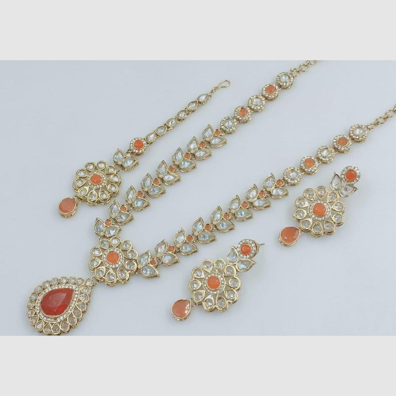 Rani Sati Jewels Gold Plated Crystal Stone Necklace Set