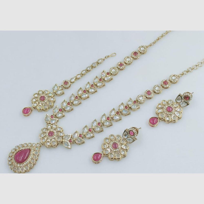 Rani Sati Jewels Gold Plated Crystal Stone Necklace Set