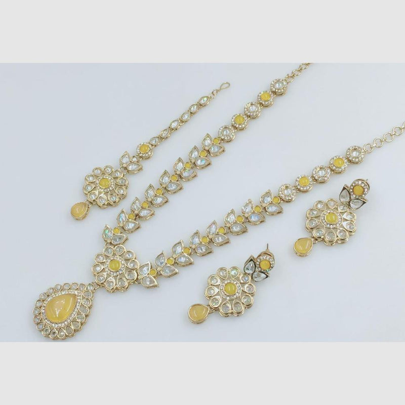 Rani Sati Jewels Gold Plated Crystal Stone Necklace Set