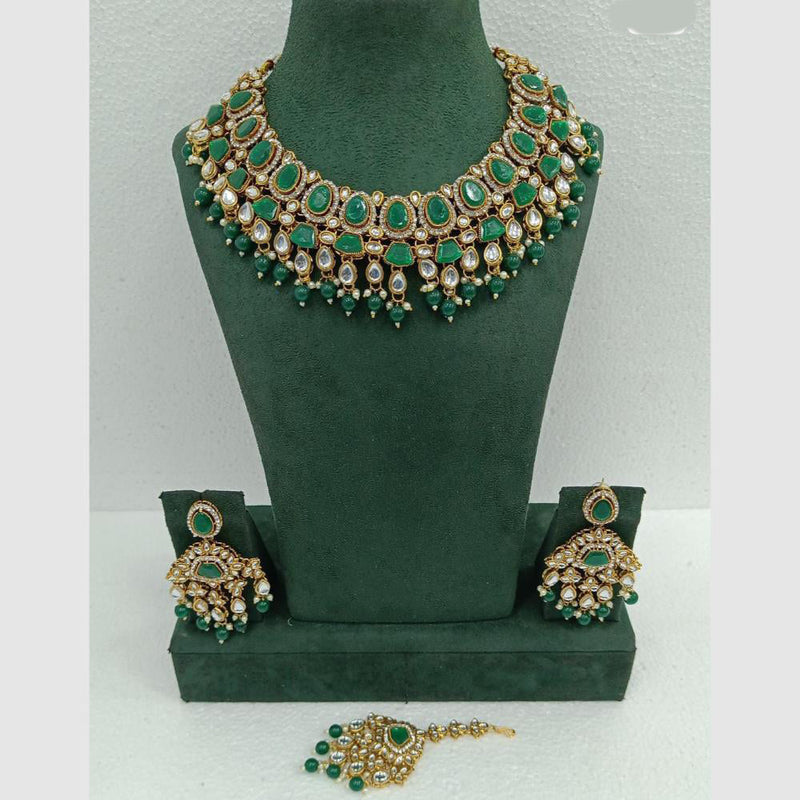 Rani Sati Jewels Gold Plated Crystal and Beads Necklace Set