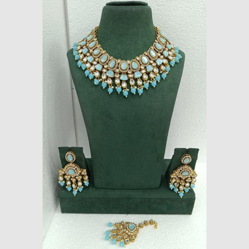 Rani Sati Jewels Gold Plated Crystal and Beads Necklace Set