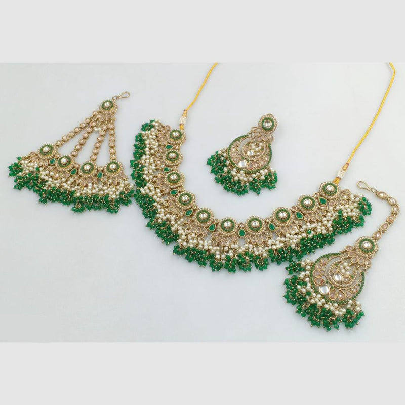 Rani Sati Jewels Gold Plated Crystal and Beads Necklace Set