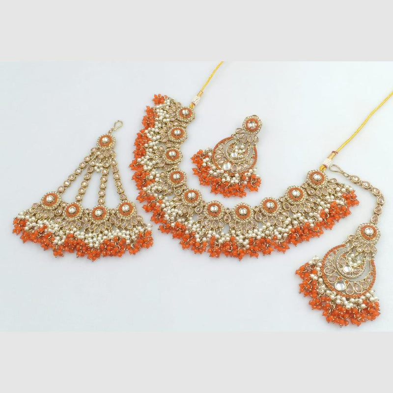 Rani Sati Jewels Gold Plated Crystal and Beads Necklace Set