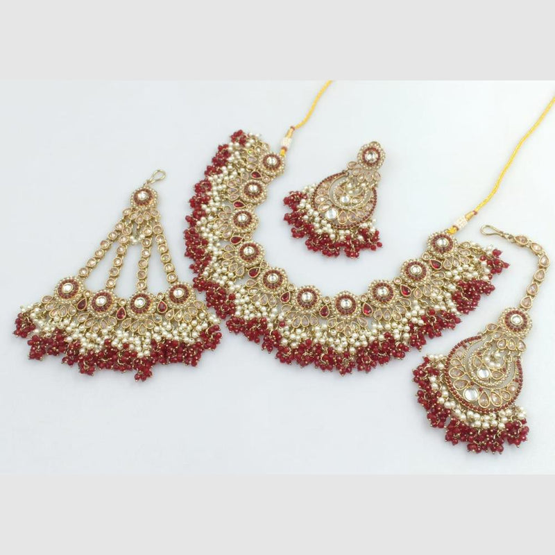 Rani Sati Jewels Gold Plated Crystal and Beads Necklace Set