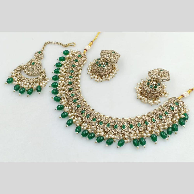 Rani Sati Jewels Gold Plated Crystal and Beads Necklace Set